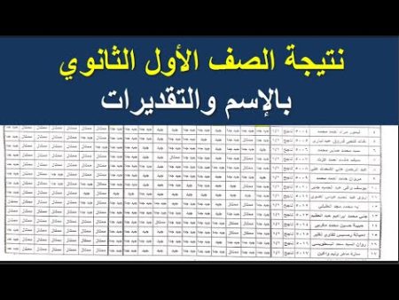 نتيجة الصف الأول الثانوي