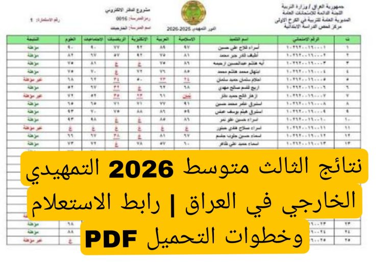 نتائج الثالث التمهيدي 2026