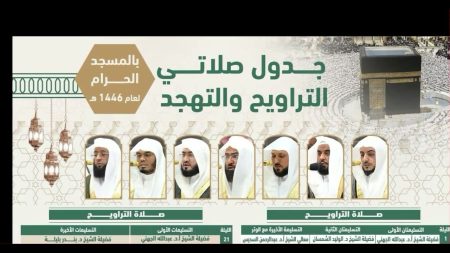 جدول أئمة التراويح والتهجد