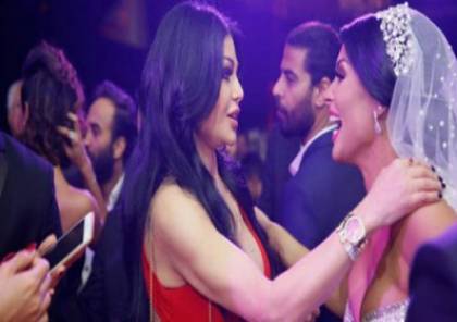 صور: هيفاء وهبي تتألق بالأحمر في زفاف ساندي التونسية