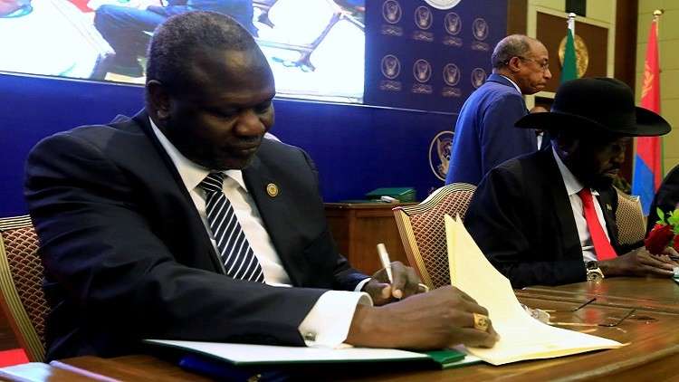 معارضة جنوب السودان توقع اتفاق السلام مع جوبا بالأحرف الأولى