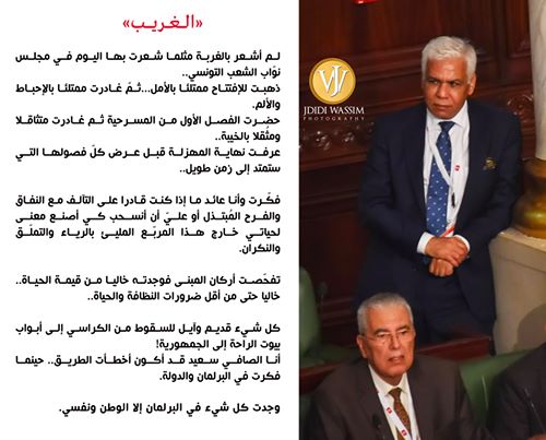 نائب تونسي في أول جلسة برلمانية: وجدت في البرلمان كل شيء إلا الوطن ونفسي