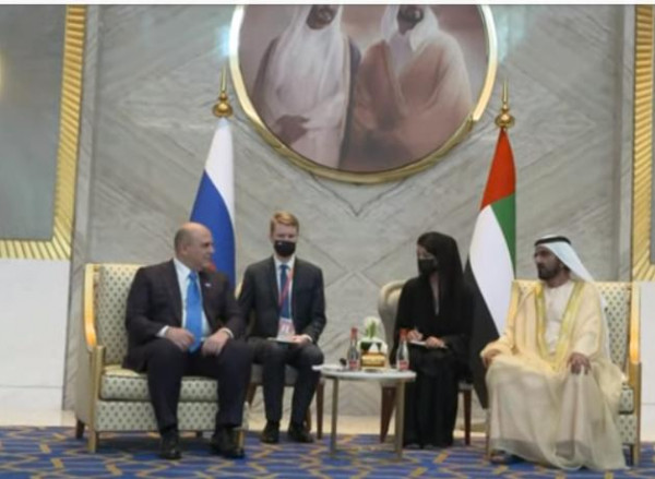 حاكم دبي يستقبل رئيس وزراء روسيا ويبحث معه سبل تعزيز الشراكة
