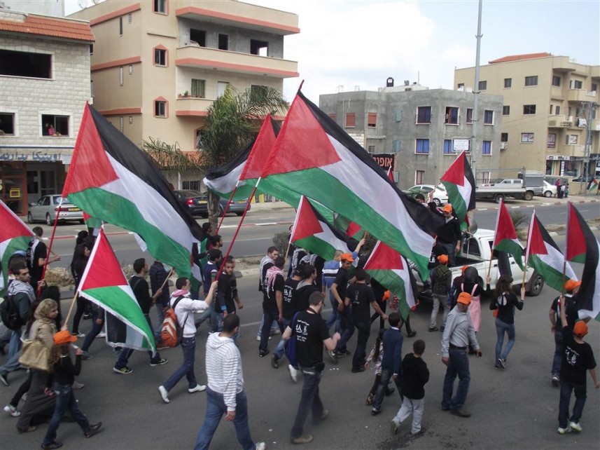 تظاهرات فلسطينية شمال قطاع غزة في ذكري يوم الأرض
